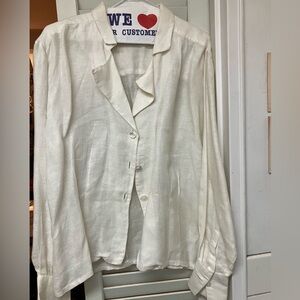 Mary McFadden Cream Linen Top